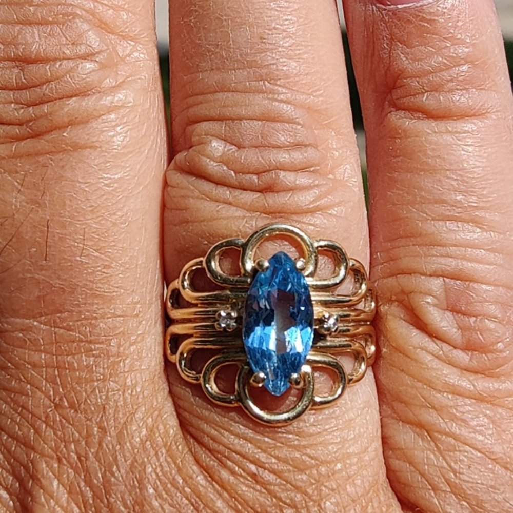 Solid 10k Gold Swiss Blue Topaz Ring